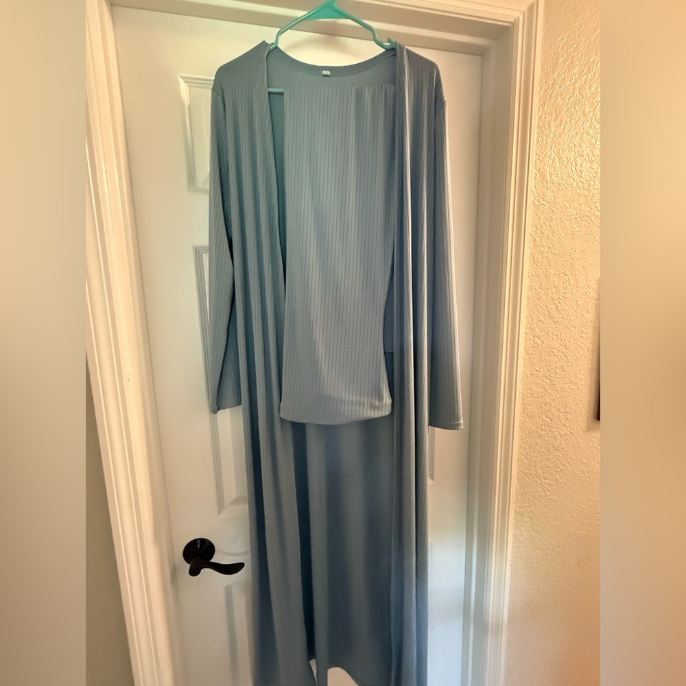 Light Blue Maxi Dress with Duster